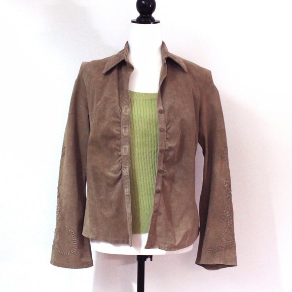 Vintage suede snap down Western blouse, SKOTTS SUEDE, Washable, Size M - Picture 9 of 11